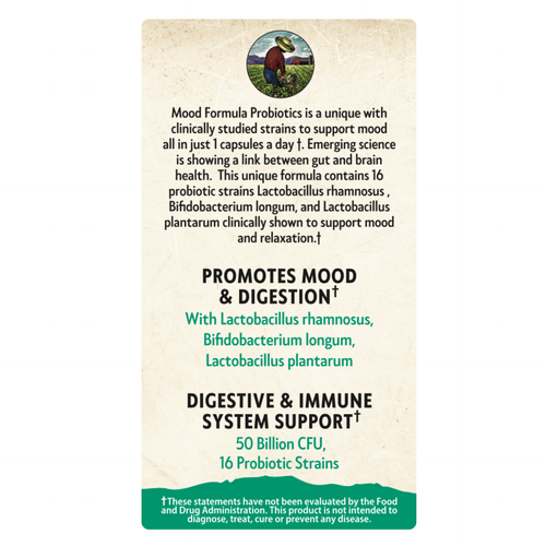 Mood Formula Probiotics packaging with text on a white background