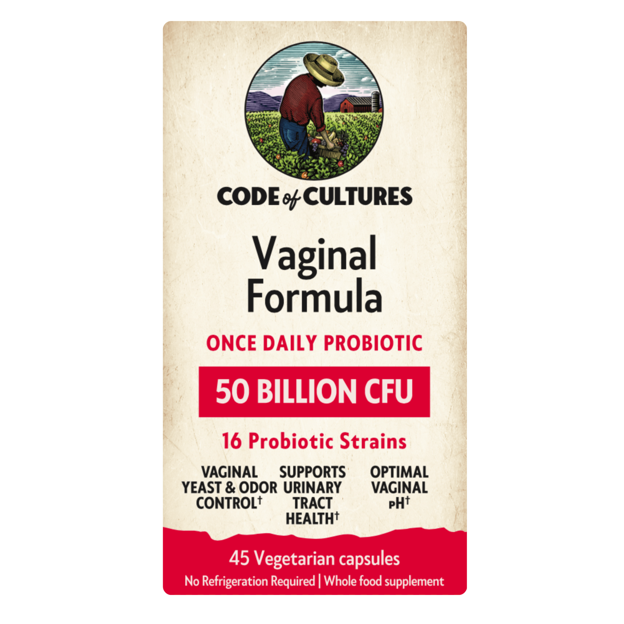 Vaginal Formula probiotic package with text and branding on a white background